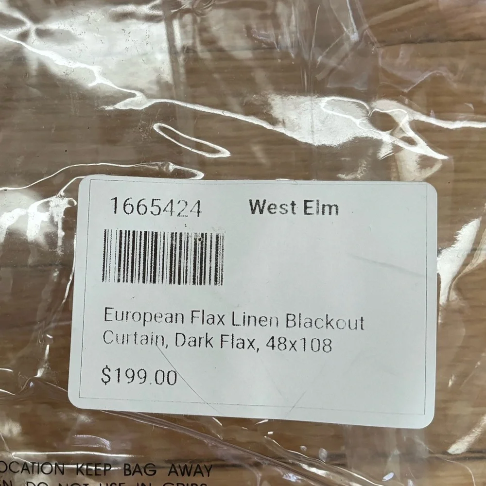 West Elm Natural Linen Blackout Curtains (48”x108”) - Single Panel